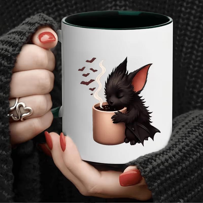 Tailorly Black Accent 11 oz Mug - bat shape