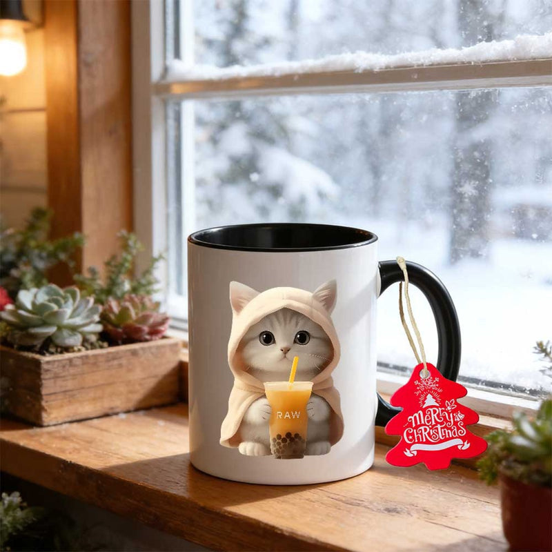 Tailorly Black Accent 11 oz Mug - cat adorable kitten