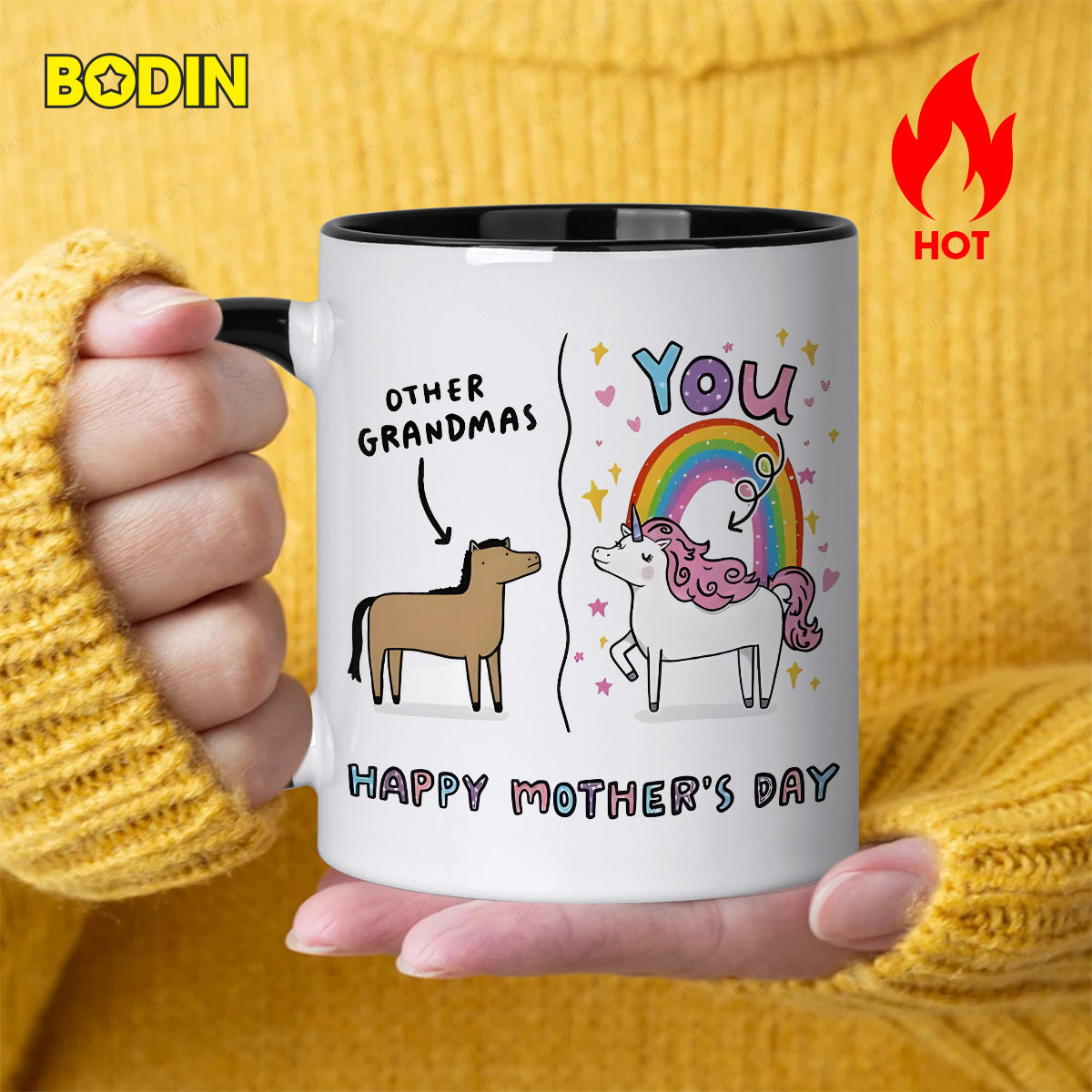 Tailorly Black Accent 11 oz Mug - funny grandma unicorn vs other grandmas design