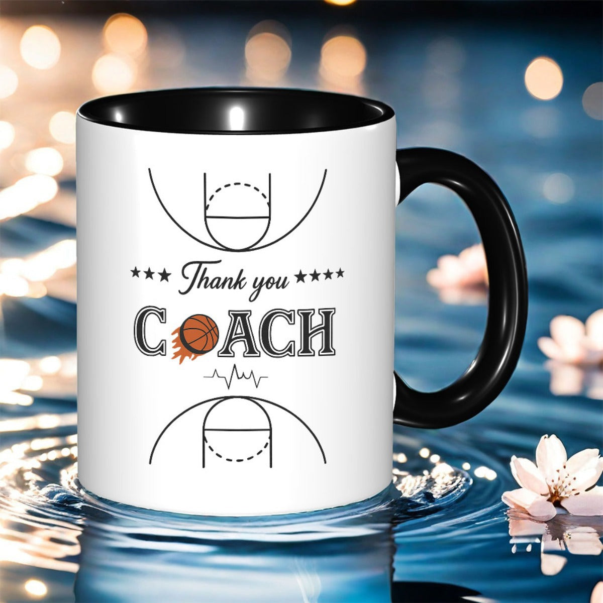 Tailorly Black Accent 11 oz Mug - item picture 1pc with thank you basketball caf office ceramic coffee mug coffee cup birthday gift holiday gift