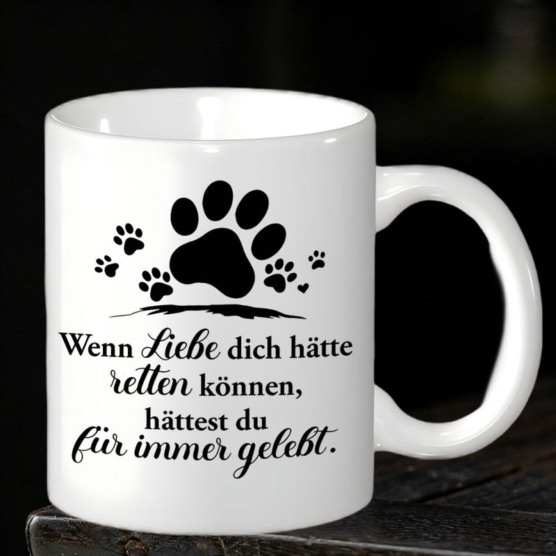 Tailorly White Ceramic 11 oz Mug - Multiple Minimalist Black Paw Prints Arranged Around A Central Large Paw
