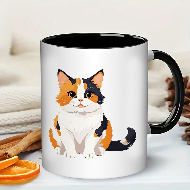 Tailorly Black Accent 11 oz Mug - kitten artwork