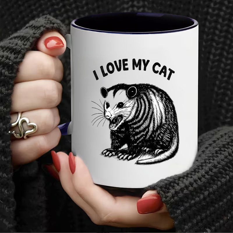 Tailorly Black Accent 11 oz Mug - cute opossum face