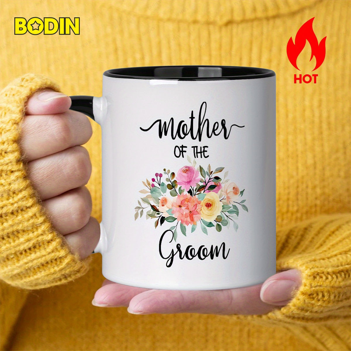 Tailorly Black Accent 11 oz Mug - mother of the groom text