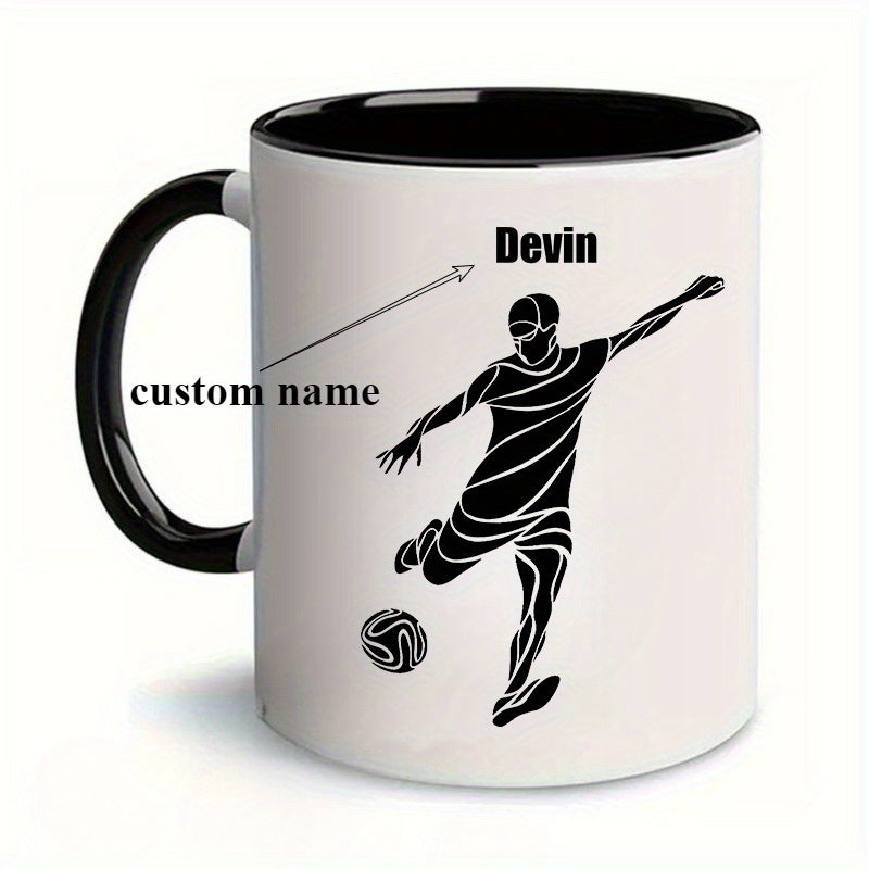 Tailorly Black Accent 11 oz Mug - kicking the ball