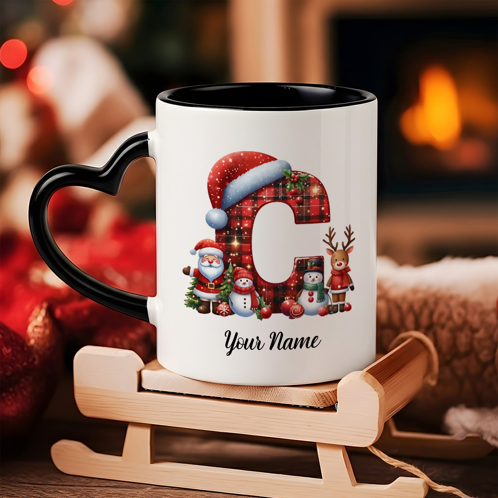 Tailorly Black Accent 11 oz Mug - scottish tartan pattern