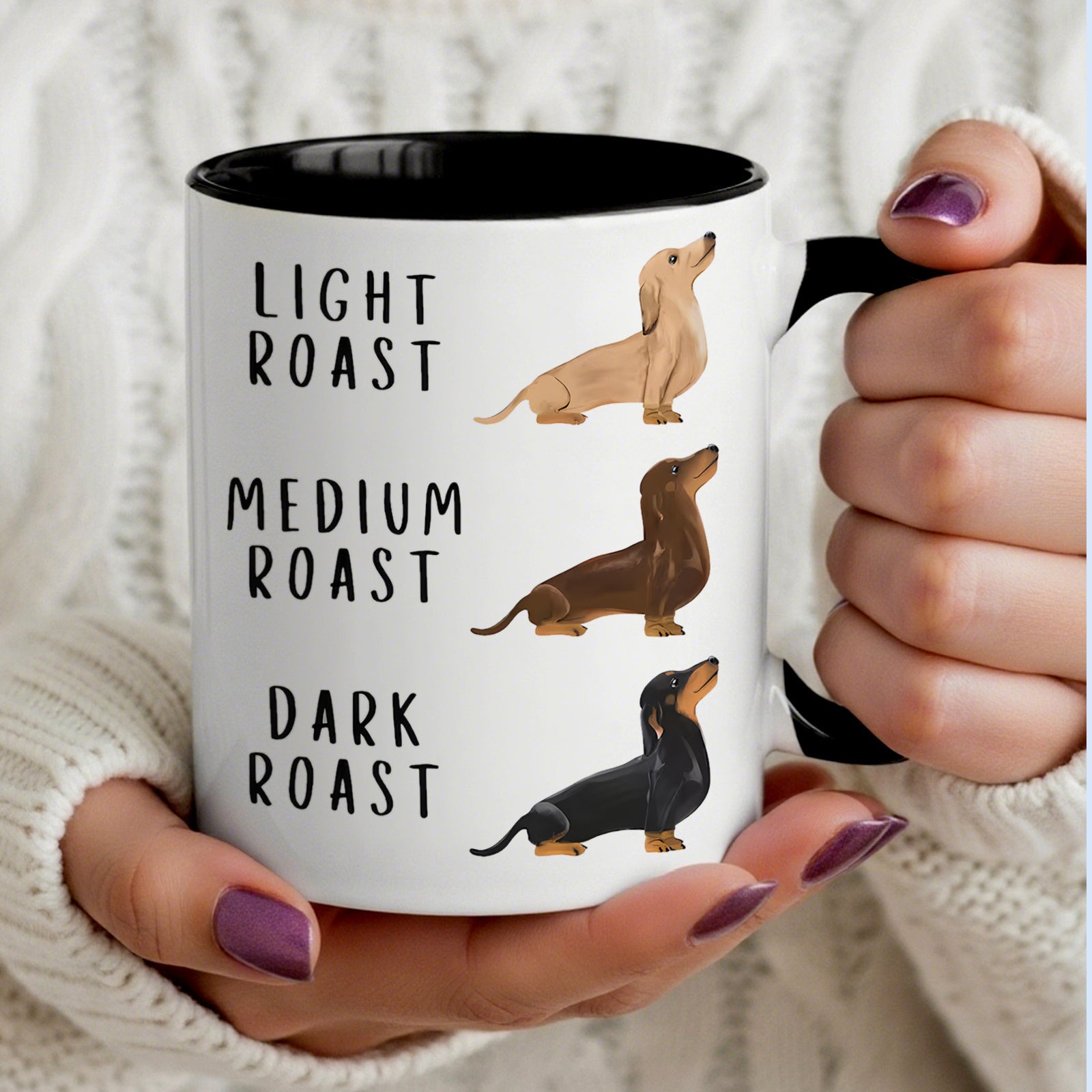 Tailorly Black Accent 11 oz Mug - brown dachshund design