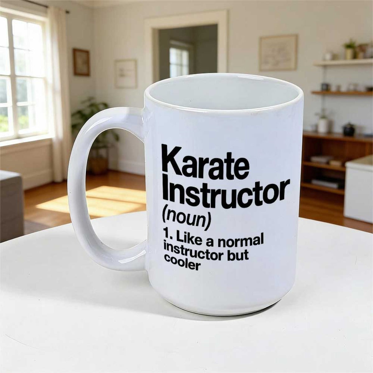Tailorly White Ceramic 11 oz Mug - Karate Instructor Like A Normal Instructor But Cooler Sleek Minimalist White Ceramic Vessel Displaying Bold Black Dictionary