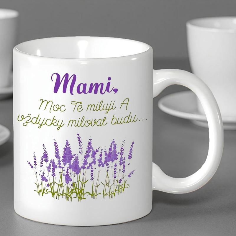 Tailorly White Ceramic 11 oz Mug - Beautiful Flowering Purple Lavender Sprigs Growing In A Lush Green Meadow Lavender
