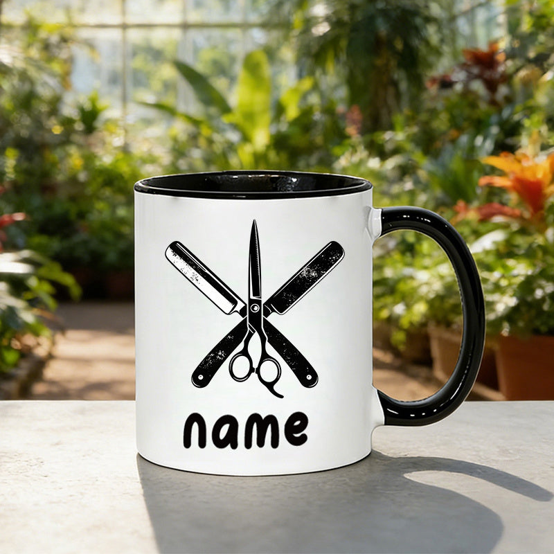 Tailorly Black Accent 11 oz Mug - coffee mug halloween christmas customizable piece personalized name text professional barber theme
