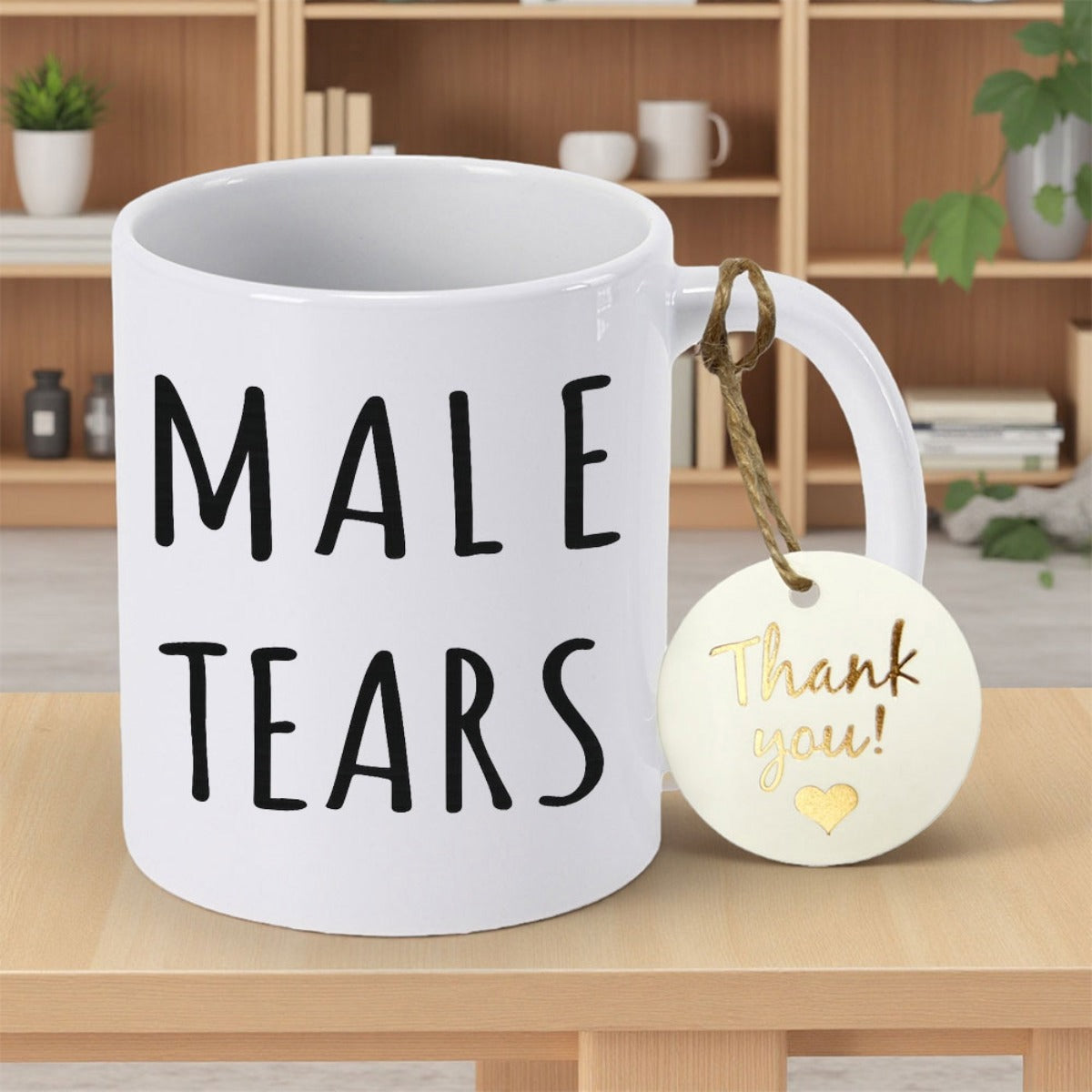Tailorly White Ceramic 11 oz Mug - Male Tears Minimalist White Ceramic Coffee Vessel With Simple Bold Hand Drawn Typography Mug