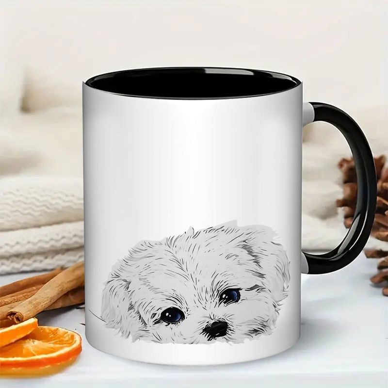 Tailorly Black Accent 11 oz Mug - puppy artwork