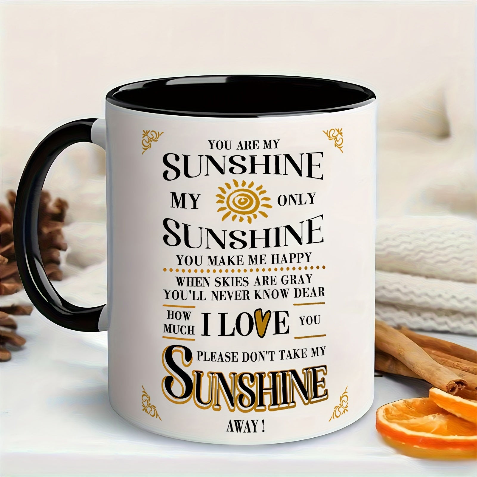 Tailorly Black Accent 11 oz Mug - item picture one 11oz ceramic mug featuring a and an encouraging quote great for everyday use at home or and a