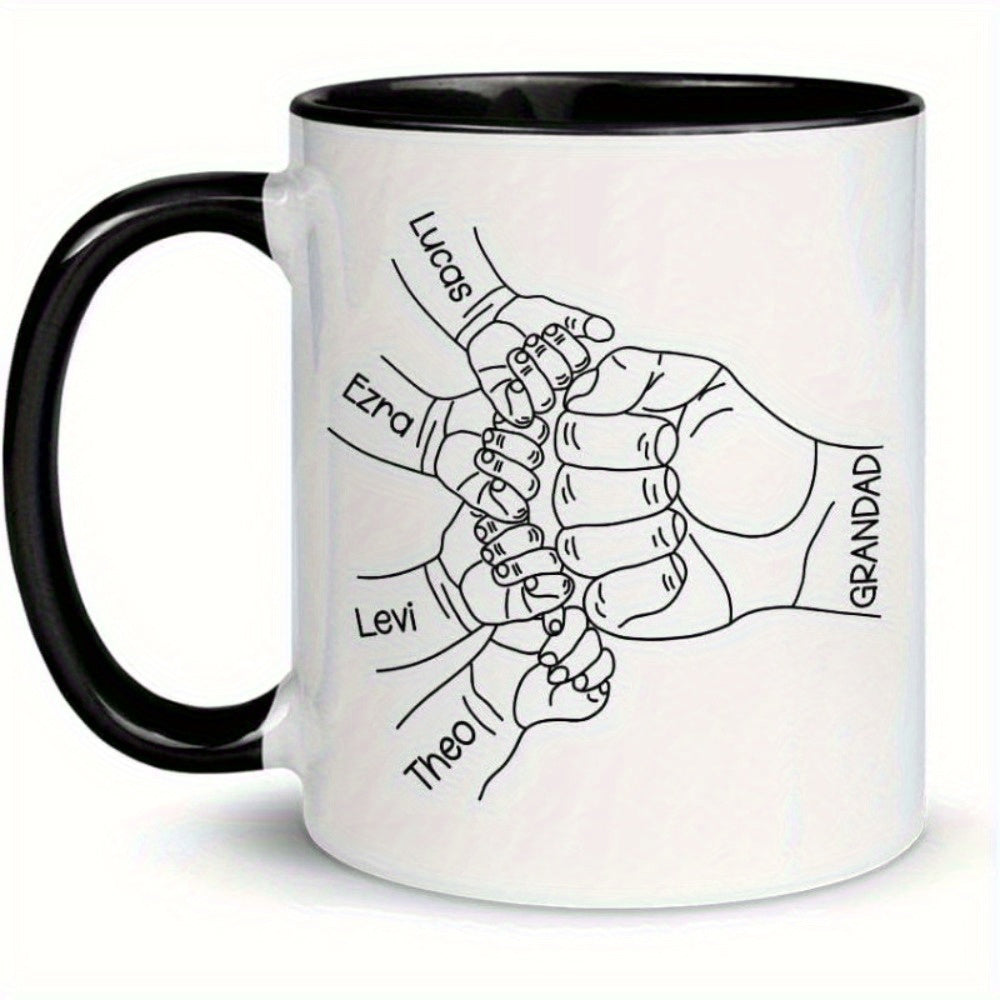 Tailorly Black Accent 11 oz Mug - personalized grandad son handprint