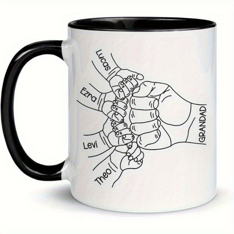 Tailorly Black Accent 11 oz Mug - personalized grandad son handprint