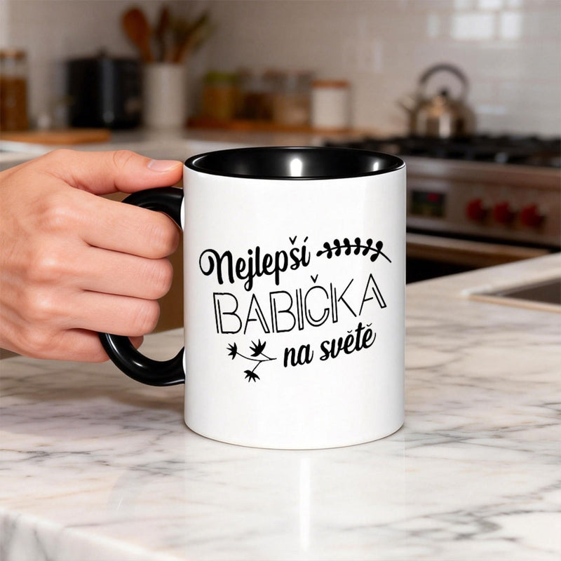 Tailorly Black Accent 11 oz Mug - text "babcia" phrase