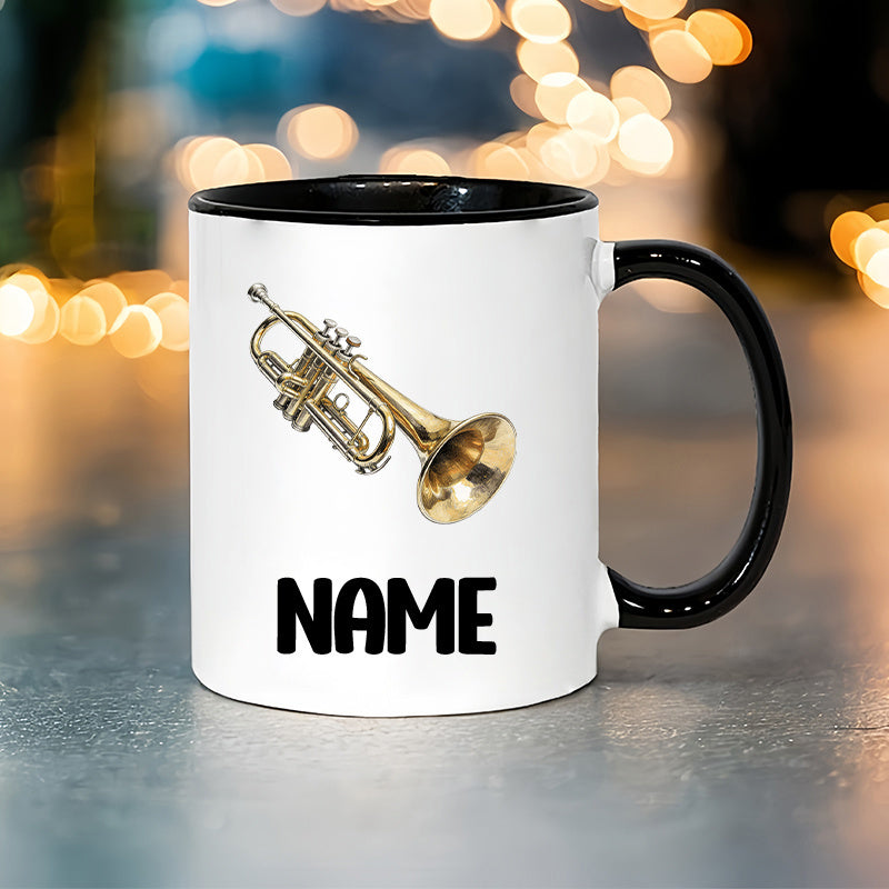 Tailorly Black Accent 11 oz Mug - customizable names text music pattern