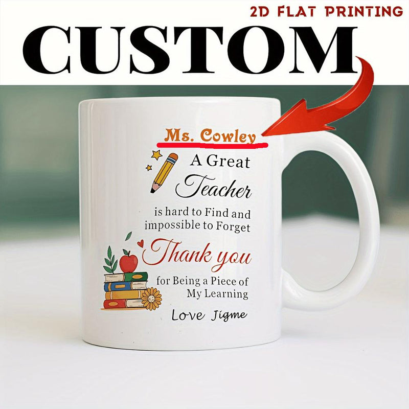 Tailorly White Ceramic 11 oz Mug - Ms Cowley A Great Teacher Hard To Find And Impossible To Forget Thank You For Being A Piece Of My Learning Love Jigene