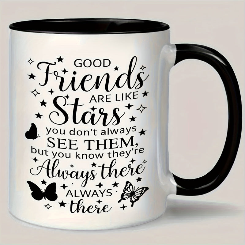 Tailorly Black Accent 11 oz Mug - stars and butterflies