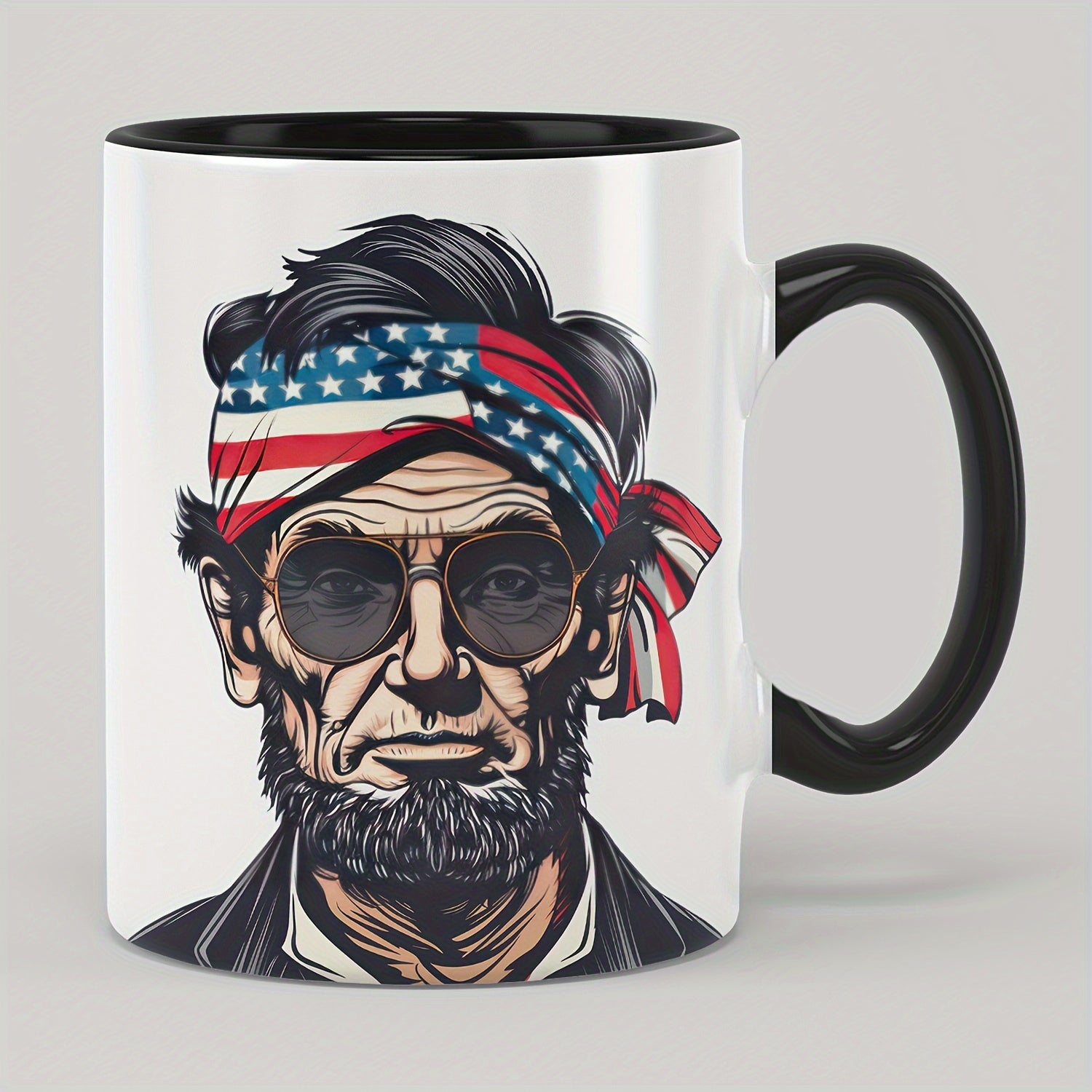 Tailorly Black Accent 11 oz Mug - item picture 11oz ceramic coffee mug with handle featuring for and american hot or cold drinks ideal gift for