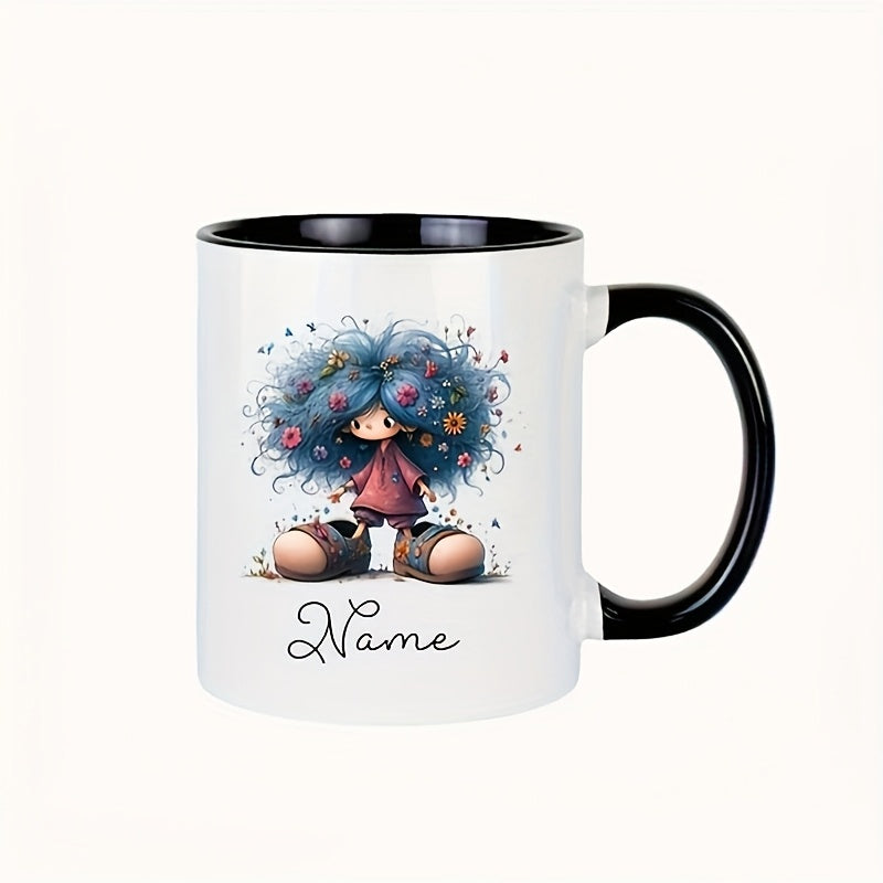 Tailorly Black Accent 11 oz Mug - whimsical girl design