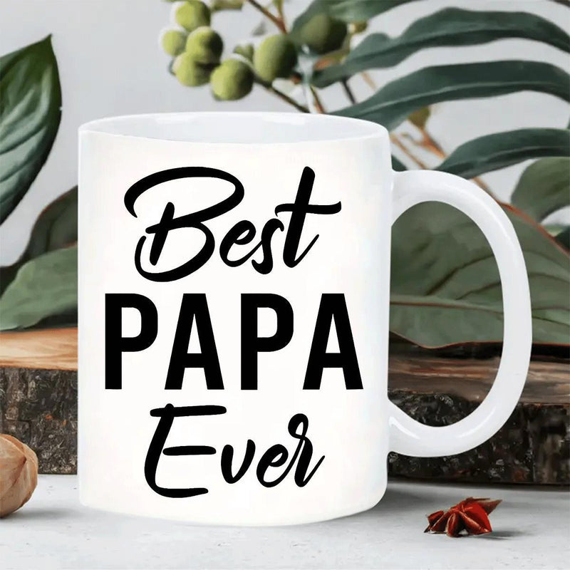 Tailorly White Ceramic 11 oz Mug - Best Papa Ever Clean With Bold Black Typography And Decorative Script Mug