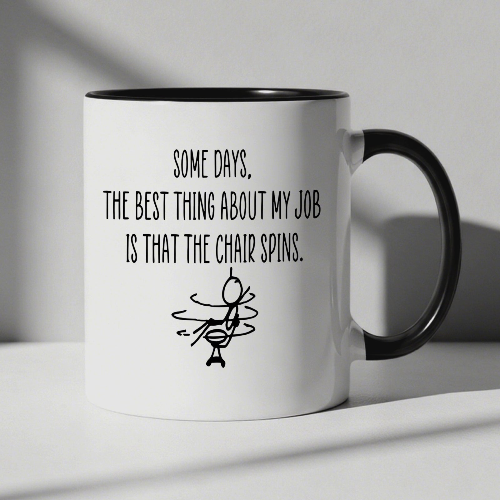 Tailorly Black Accent 11 oz Mug - some days the best thing about is that the cha