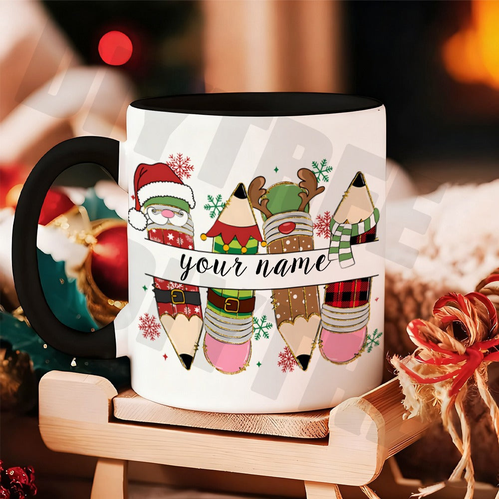 Tailorly Black Accent 11 oz Mug - festive pencil