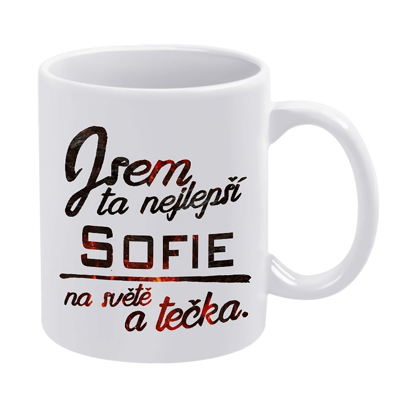 Tailorly White Ceramic 11 oz Mug - Bold Red Shimmering Lettering With Elegant Black Artistic Cursive Script Quote
