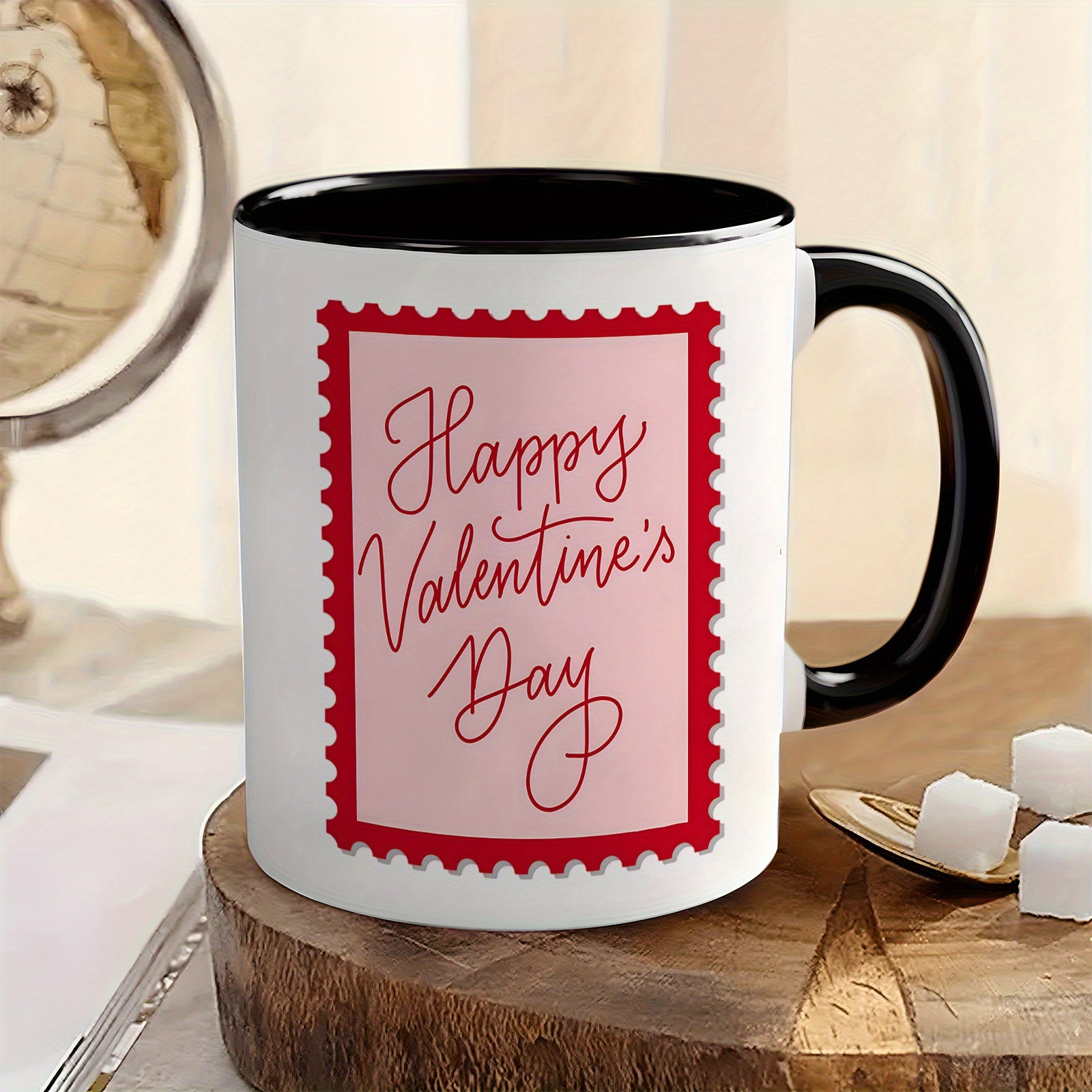 Tailorly Black Accent 11 oz Mug - romantic calligraphy design with script pattern