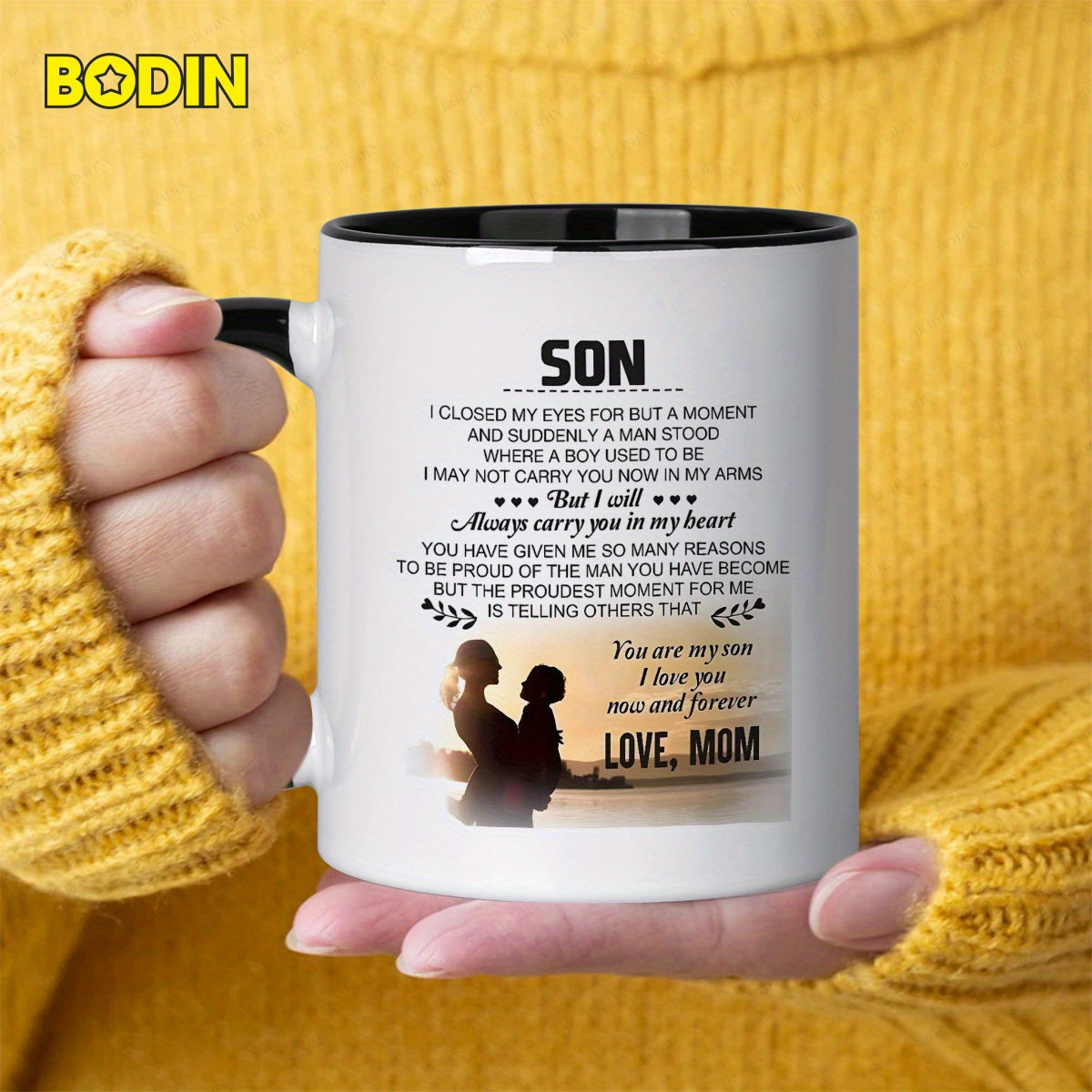 Tailorly Black Accent 11 oz Mug - to son from mom
