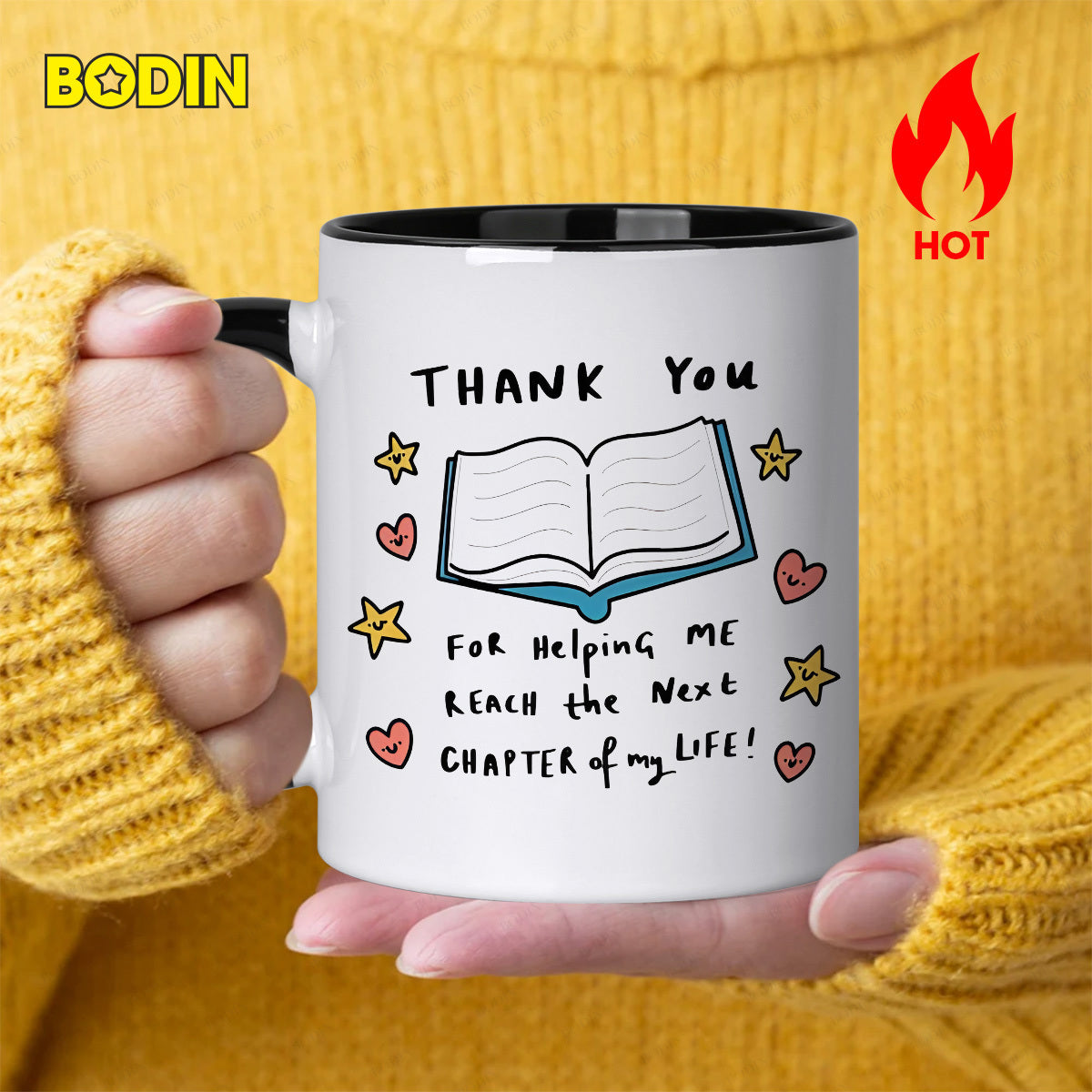 Tailorly Black Accent 11 oz Mug - thank you for helping me reach the next chapter of my life