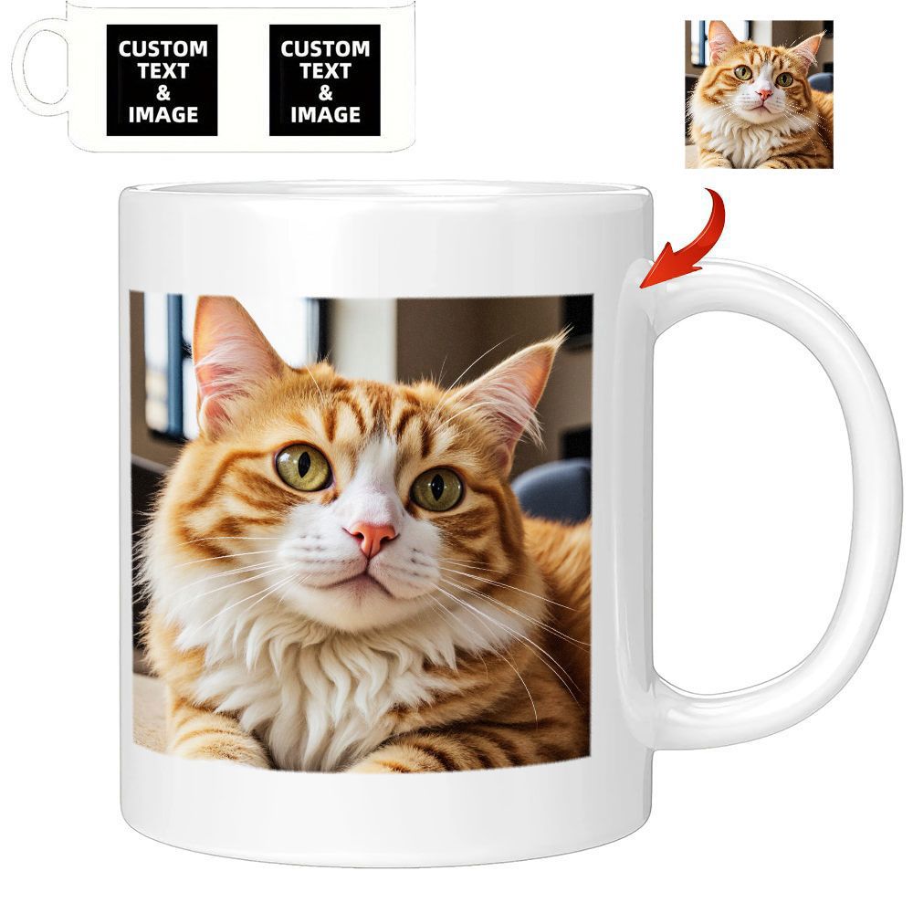 Tailorly White Ceramic 11 oz Mug - Custom Text Image Charming Orange Tabby With Soft Fur Resting In Warm Sunlight Cat