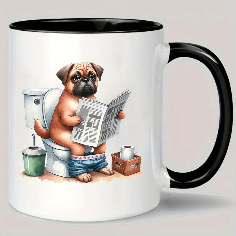 Tailorly Black Accent 11 oz Mug - funny dog reading newspaper