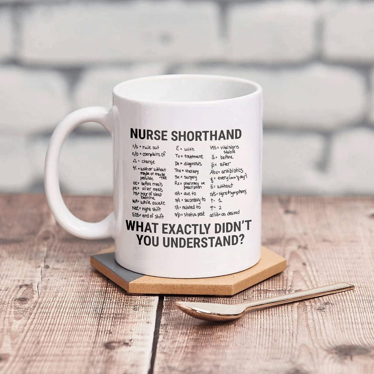 Tailorly White Ceramic 11 oz Mug - Nurse Shorthand What Exactly Didnt You Understand Minimalist White Ceramic Kitchenware Displaying Professional Medical