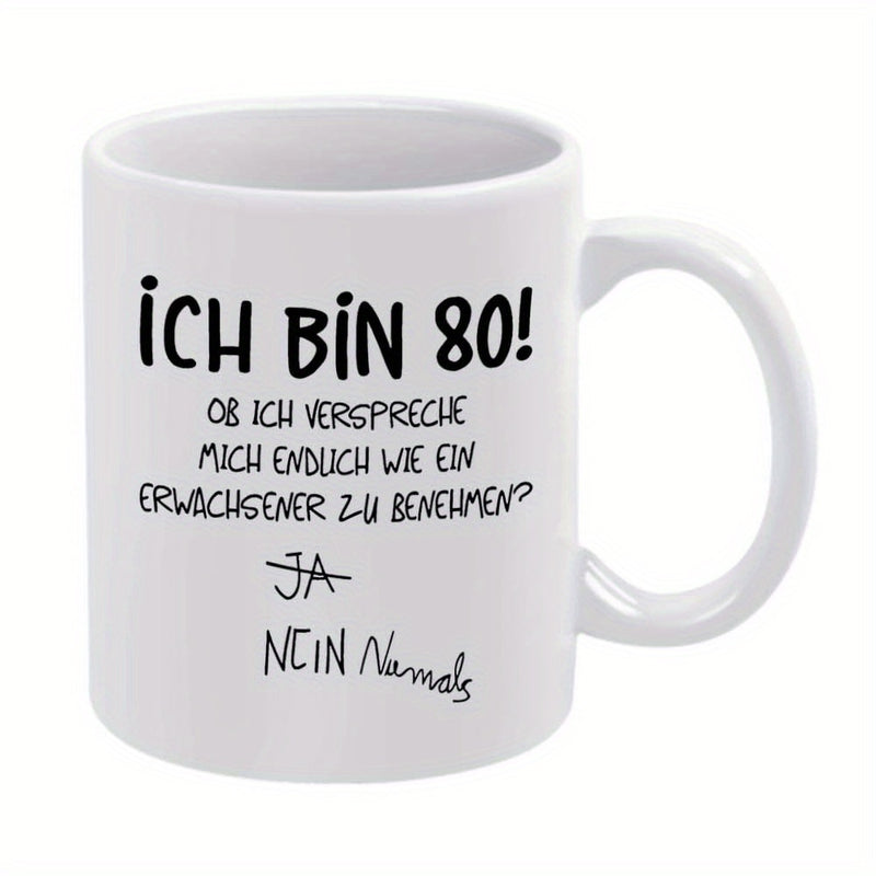 Tailorly White Ceramic 11 oz Mug - White Ceramic Vessel With Handwritten Black Typography On Smooth Surface Mug