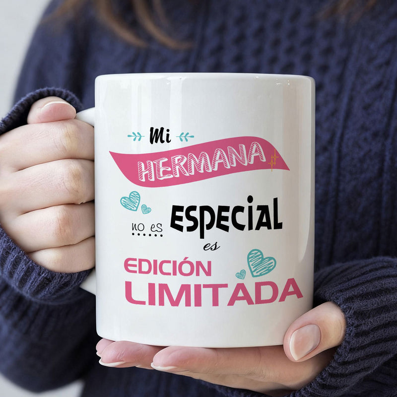 Tailorly White Ceramic 11 oz Mug - Decorative Pink Ribbon With Teal Hearts And Stylized Typography Mug