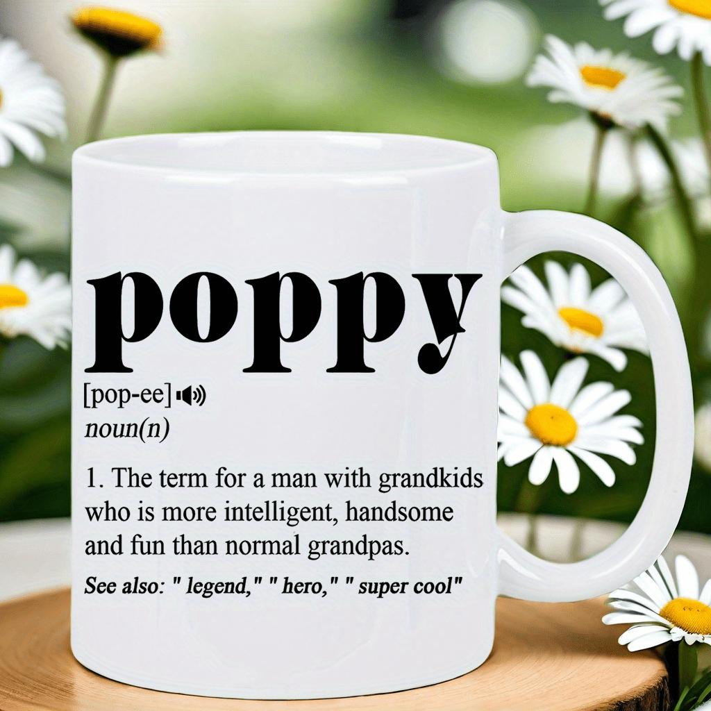 Tailorly White Ceramic 11 oz Mug - Poppy Definition Minimalist Black Dictionary Text Printed On A White Glossy Mug