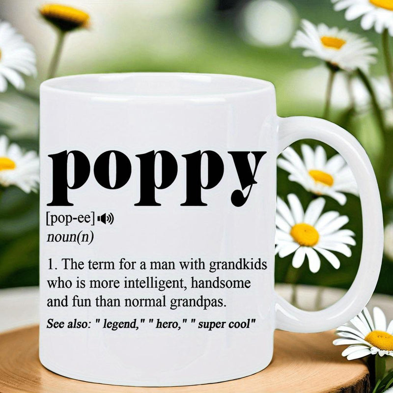 Tailorly White Ceramic 11 oz Mug - Poppy Definition Minimalist Black Dictionary Text Printed On A White Glossy Mug