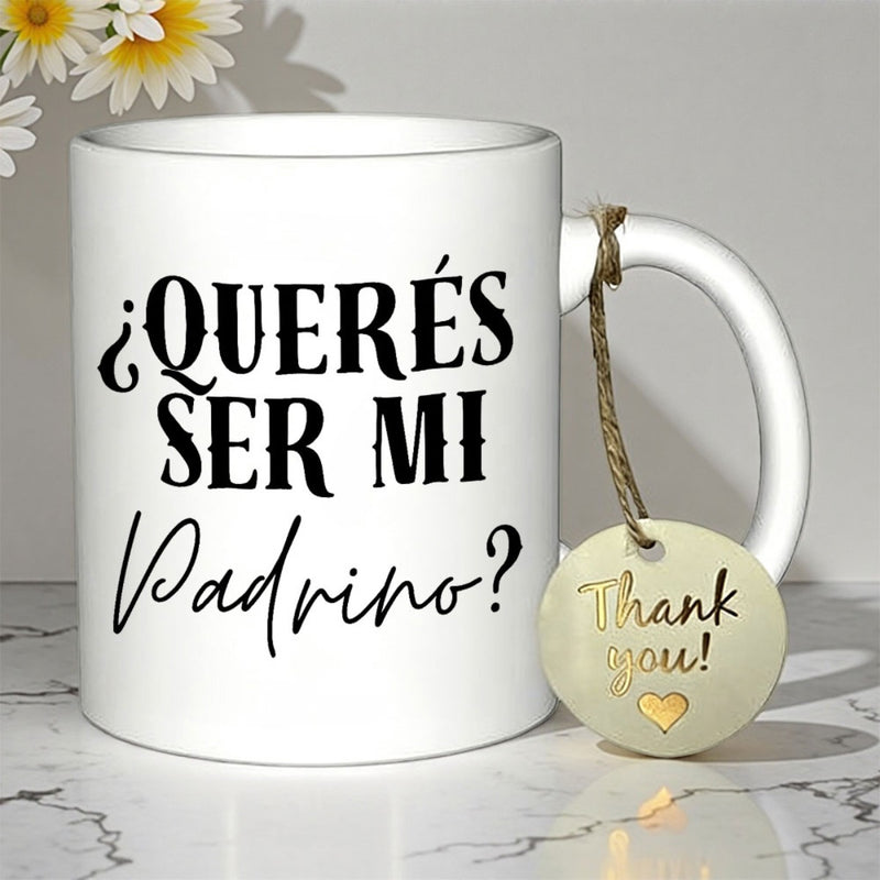 Tailorly White Ceramic 11 oz Mug - Thank You Minimalist White Ceramic Vessel With Elegant Black Typography And Decorative Heart Tag Mug