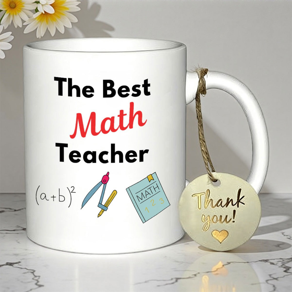 Tailorly White Ceramic 11 oz Mug - The Best Math Teacher Featuring Scientific Formula And Educational Tools