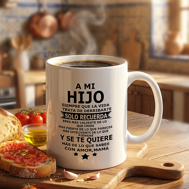 Tailorly White Ceramic 11 oz Mug - Classic Ceramic Surface Featuring Bold Motivational Spanish Text And Stars Mug