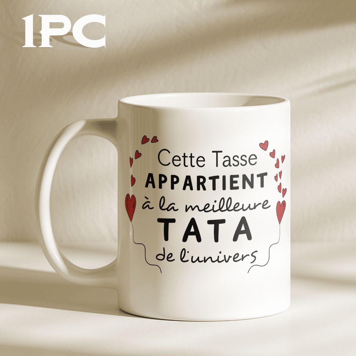 Tailorly White Ceramic 11 oz Mug - Delicate Miniature Red Hearts Forming A Lovely Dotted Circular Frame Heart