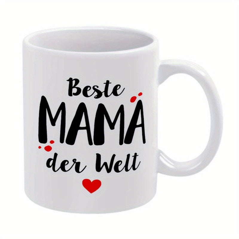 Tailorly White Ceramic 11 oz Mug - Minimalist Red Heart Centered Under Bold Elegant Black Script Typography Heart