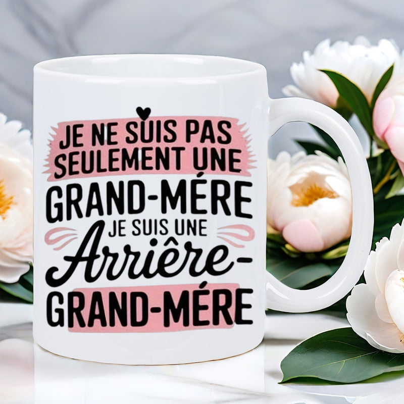 Tailorly White Ceramic 11 oz Mug - Elegant White Ceramic Vessel Featuring Artistic Pink Splashes And Stylish Script Mug
