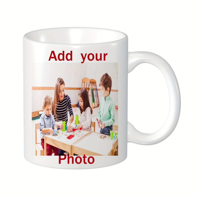 Tailorly White Ceramic 11 oz Mug - Add Your Photo Teacher And Students Learning Together On Personalized White Ceramic Handle Mug