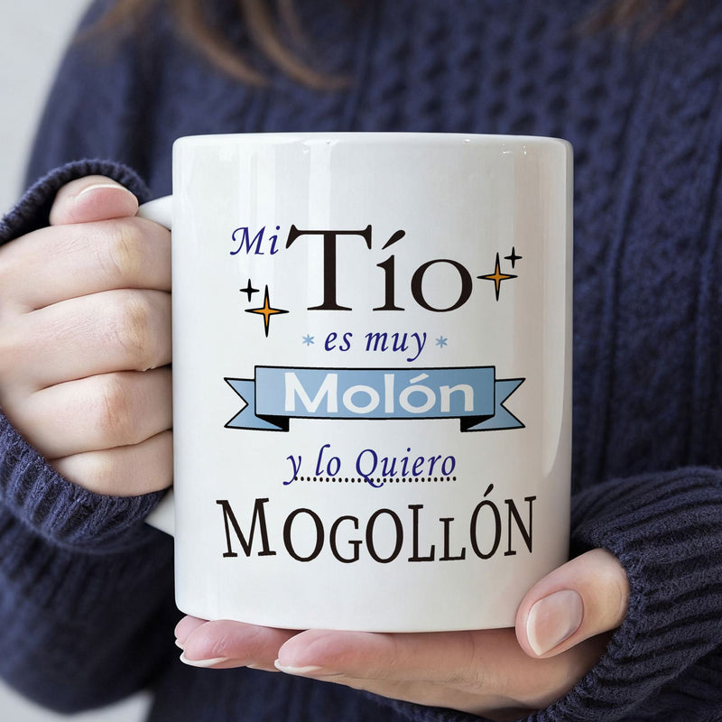 Tailorly White Ceramic 11 oz Mug - Minimalist Decorative Design Featuring Blue Ribbon And Twinkling Stars Mug