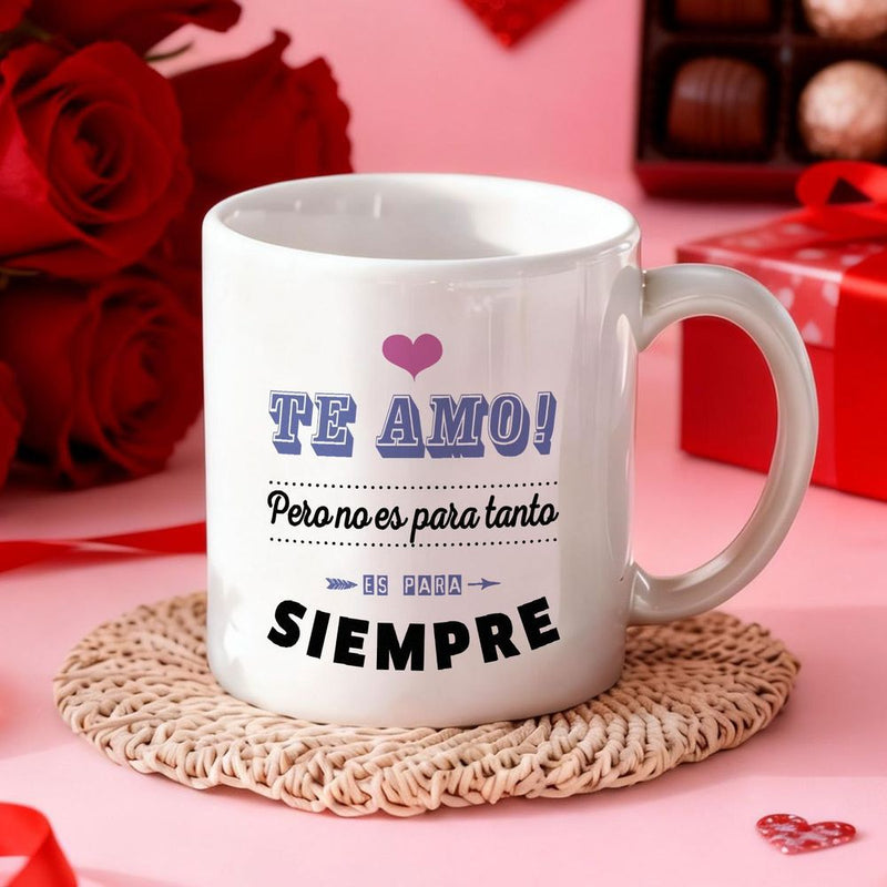 Tailorly White Ceramic 11 oz Mug - Minimalist Romantic Design Featuring Small Purple Heart Symbol With Decorative Lettering Heart