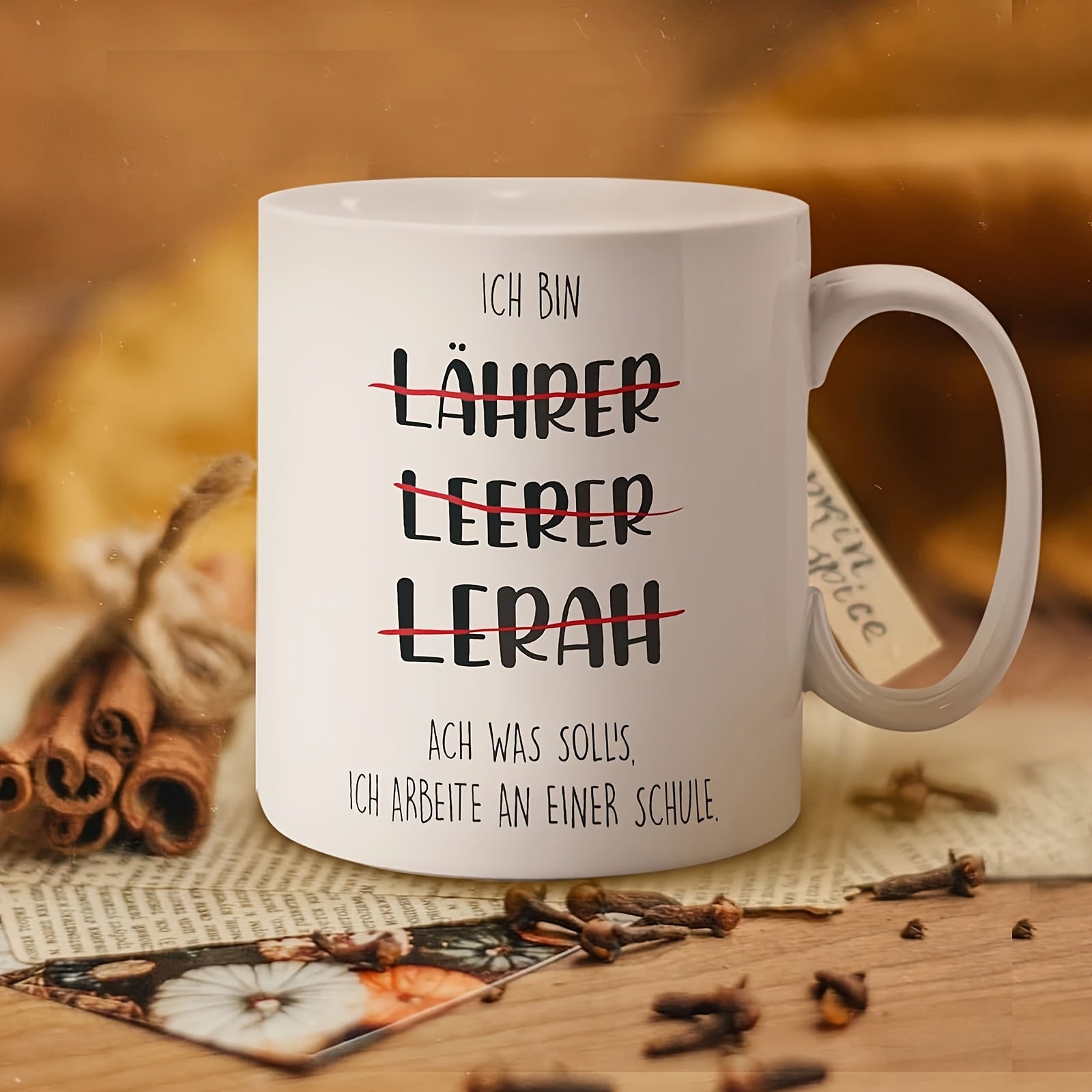 Tailorly White Ceramic 11 oz Mug - Minimalist With Humorous Crossed Out Handwritten Text Mug