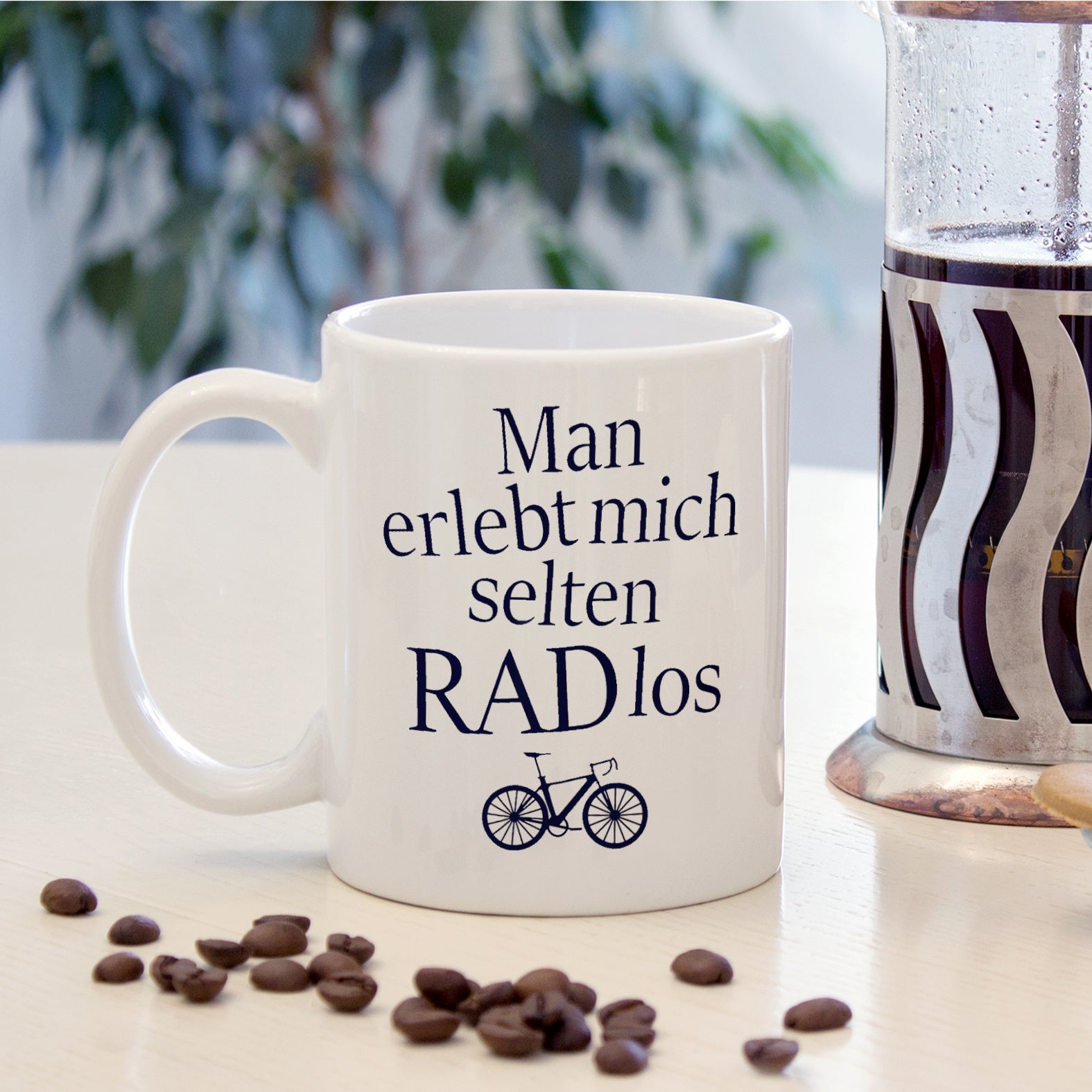Tailorly White Ceramic 11 oz Mug - Sleek Minimalist Black Outline Style Of A Racing Road Sport Bicycle